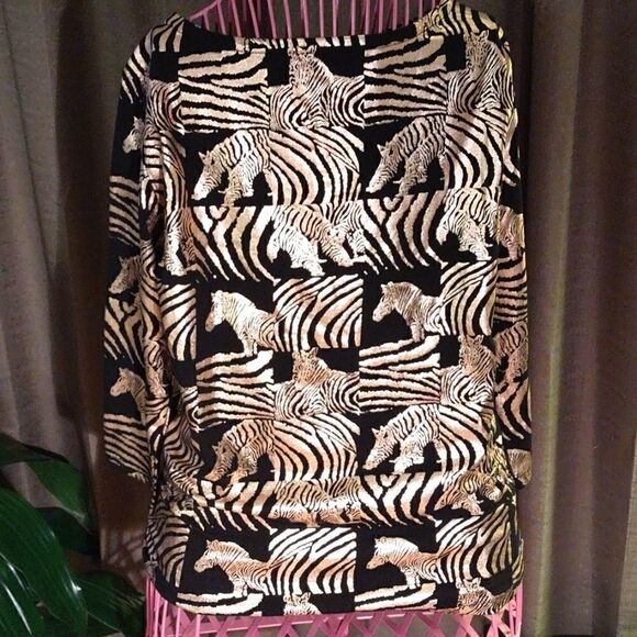 Rebecca Malone Black & Gold Metallic Zebra Blouse - Picture 5 of 6